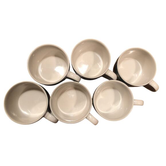 Pfaltzgraff BLUE ISLE Set of SIX 6 Flat COFFEE CUPS blue green leaves EXCELLENT - Picture 6 of 8